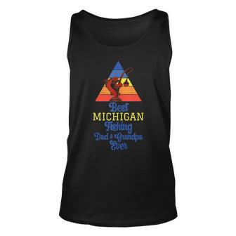 Best Michigan Fishing Dad And Grandpa Ever Dad Loves Fishing Tank Top | Mazezy