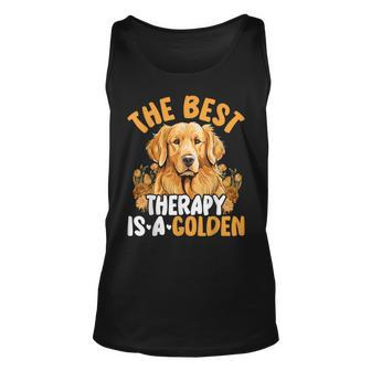 The Best Therapy Is A Golden Retriever Dog Lover Puppy Owner Tank Top | Mazezy