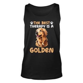 The Best Therapy Is A Golden Retriever Dog Lovers Tank Top | Seseable UK