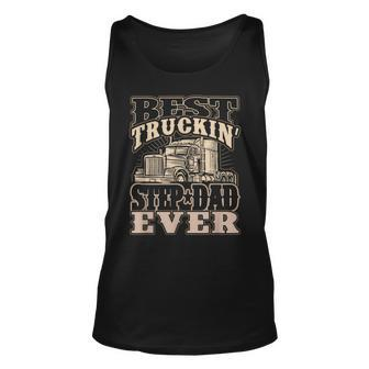 Best Trucking Step Dad Ever Truck Driver Fathers Day Gift Unisex Tank Top - Thegiftio UK