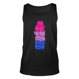 Bi Pride Cat Lgbt Bisexual Flag Cute Kawaii Cats Pile Gift Unisex Tank Top | Mazezy