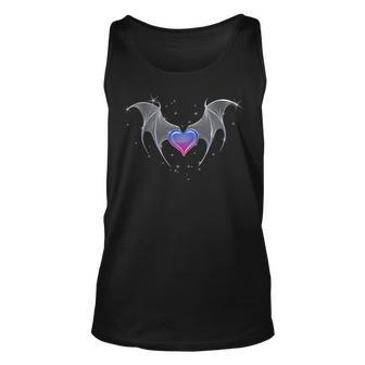 Bi Pride Flag Heart With Gothic Wings Bisexual Goth Unisex Tank Top | Mazezy