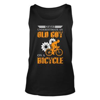 Bicycle Never Underestimate An Old Guy Bike Rider Unisex Tank Top - Seseable