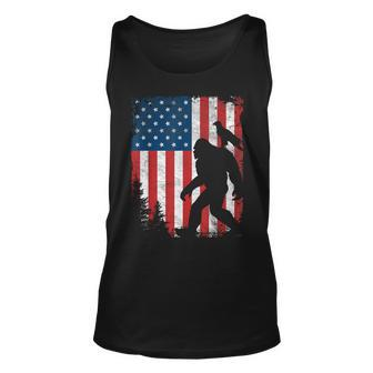Bigfoot 4Th Of July Bald Eagle American Usa Flag Patriotic Unisex Tank Top - Seseable