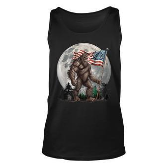 Bigfoot Sasquatch - American Flag Full Moon Patriotics Unisex Tank Top - Seseable