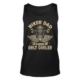 Biker Dad Motorcycle Fathers Day For Funny Father Biker Unisex Tank Top | Mazezy