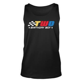 Birthday Boy 2 Two Race Car 2Nd Racing Pit Crew Driver Unisex Tank Top | Mazezy