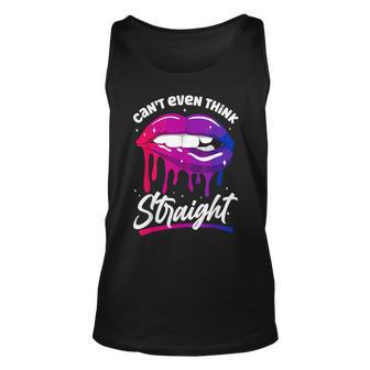 Bisexual Bi Pride Flag Mouth Cant Even Think Straight Unisex Tank Top | Mazezy
