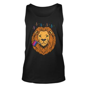 Bisexual Flag Lion Lgbt Pride Month Bi Pride Stuff Animal Unisex Tank Top | Mazezy