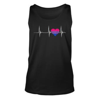 Bisexual Pride Heartbeat Ekg Pulse Heart Bisexual Flag Unisex Tank Top | Mazezy