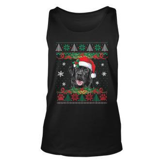Black Lab Christmas Santa Ugly Sweater Dog Lover Xmas Tank Top | Mazezy
