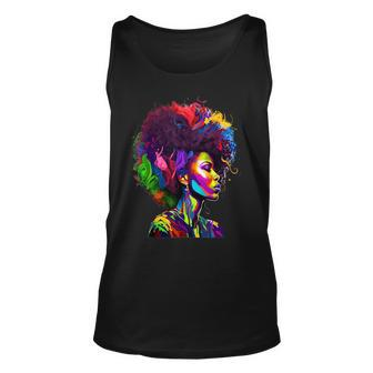 Black Queens Colorful Afro Unisex Tank Top | Mazezy