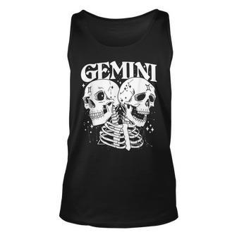 Blackcraft Zodiac Signs Gemini Skull Magical Witch Earth Unisex Tank Top | Mazezy