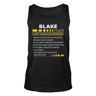 Blake Name Gift Blake Facts V3 Unisex Tank Top - Seseable