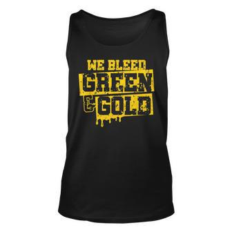 We Bleed Green & Gold Game Day Group School Football Sports Tank Top - Thegiftio UK