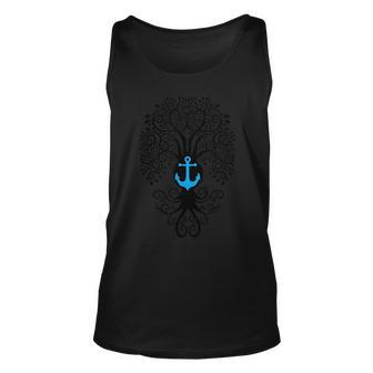Bodhi Tree With Blue Anchor Yoga Unisex Tank Top | Mazezy