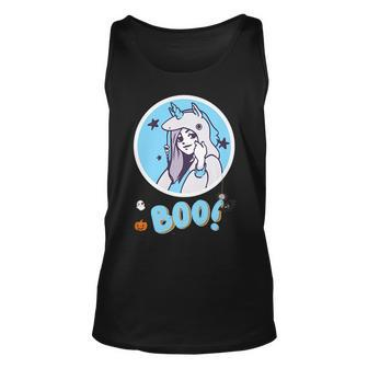 Boo Anime Girl Wearing Unicorn Costume Scary Halloween Tank Top | Mazezy