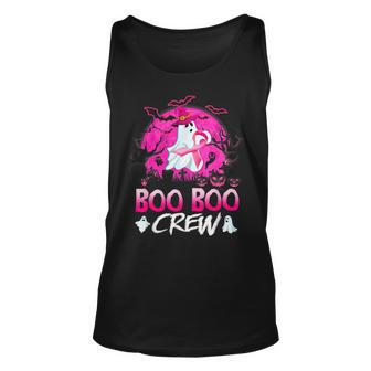 Boo Boo Crew Halloween Ghost Ribbon Breast Cancer Awareness Tank Top | Mazezy