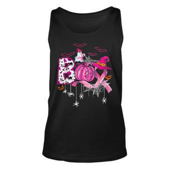 Boo Halloween Pumpkin Pink Ribbon Witch Breast Cancer Tank Top | Mazezy