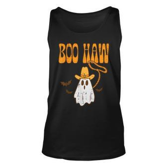 Boo Haw Cowboy Ghost Retro Vintage Groovy Halloween Boys Men Halloween Tank Top | Mazezy