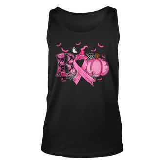 Boo Pumpkin Pink Ribbon Witch Breast Cancer Ghost Halloween Tank Top - Seseable