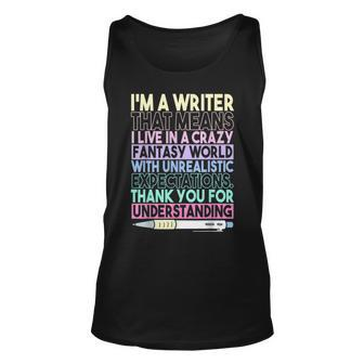 Book Author Novelist | Im A Writer Writer Funny Gifts Unisex Tank Top | Mazezy