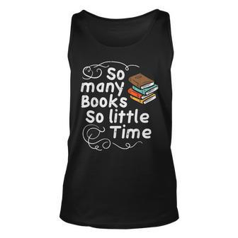 Many Books So Little Time Reading Bookworm Librarian Reading Tank Top | Mazezy