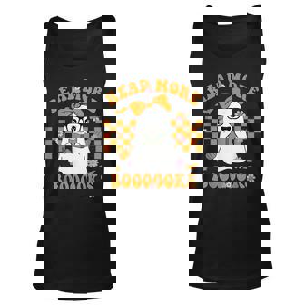 Booooks Ghost Halloween Read More Books Cute Boo Read A Book Halloween Tank Top | Mazezy