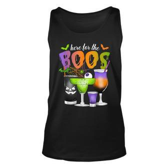 Here For The Boos Halloween Scary Glasses Drinking Spooky Tank Top - Thegiftio UK