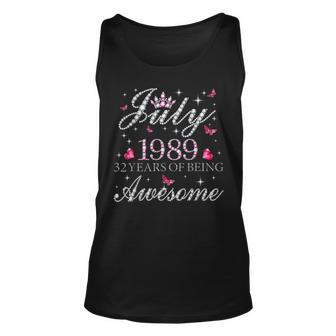 Born In July 1989 32 Years Of Being Awesome 32Nd Bday Unisex Tank Top | Mazezy