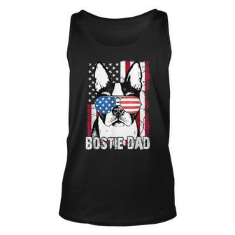 Bostie Dad Boston Terrier Fathers Day Usa Flag 4Th July Tank Top | Mazezy