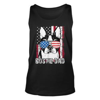 Bostie Dad Boston Terrier Fathers Day Usa Flag Gift 4Th Unisex Tank Top | Mazezy