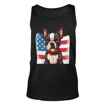 Boston Terrier Dog Patriotic Puppy American Flag 4Th Of July Tank Top | Mazezy
