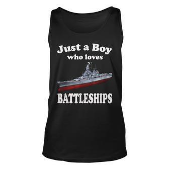 Boy Who Loves Usa Battleship Uss Bb-63 Big Mo & Ww2 Ship Unisex Tank Top - Thegiftio UK