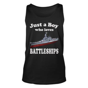 Boy Who Loves Usa Battleship Uss Bb-63 Big Mo & Ww2 Ship Unisex Tank Top - Thegiftio UK