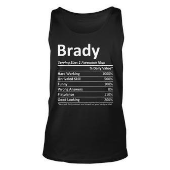 Brady Nutrition Funny Birthday Personalized Name Gift Idea Unisex Tank Top | Mazezy
