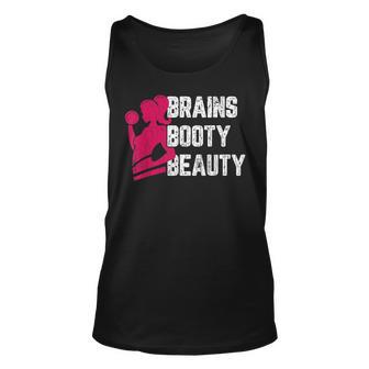 Brains Booty Beauty Funny Gym Motivational Graphic Unisex Tank Top - Thegiftio UK