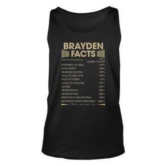 Brayden Name Gift Brayden Facts Unisex Tank Top - Seseable
