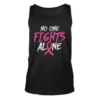 Breast Cancer Awareness No One Fight Alone Month Pink Ribbon Tank Top | Mazezy
