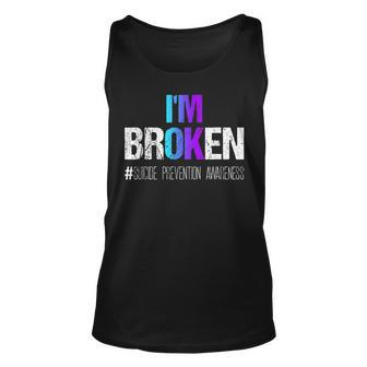 Im Broken Teal & Purple Ribbon Suicide Prevention Awareness Suicide Tank Top | Mazezy