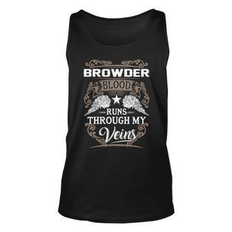 Browder Name Gift Browder Blood Runs Through My Veins V2 Unisex Tank Top - Seseable