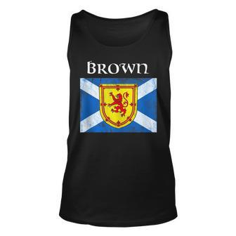 Brown Scottish Clan Name Scotland Flag Festival Brown Tank Top | Mazezy