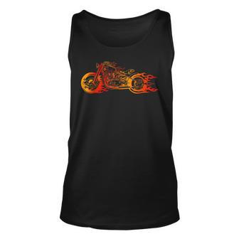 Bruning Fire Bobber Motorcycle Chopper Biker Motorbike Unisex Tank Top | Mazezy