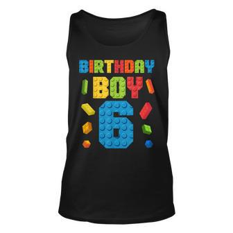 Building Bricks 6Th Birthday Boy 6 Six Year Master Builder Tank Top - Seseable