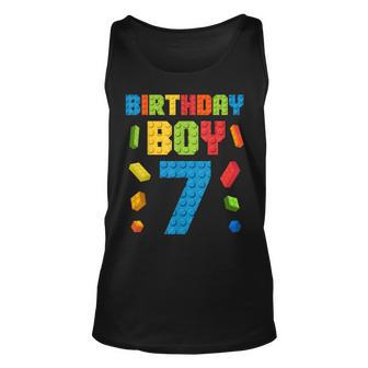 Building Bricks 7Th Birthday Boy 7 Seven Year Master Builder Tank Top - Seseable