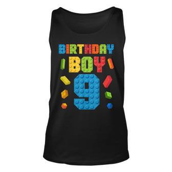 Building Bricks 9Th Birthday Boy 9 Nine Year Master Builder Tank Top - Seseable