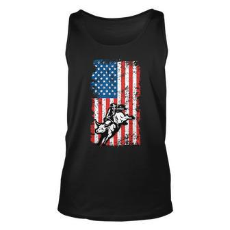 Bull Rider Bull Riding Rodeo Vintage American Flag July 4Th Rodeo Tank Top | Mazezy