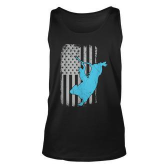 Bull Riding Rodeo Cowboy Vintage Us American Flag Rodeo Tank Top | Mazezy