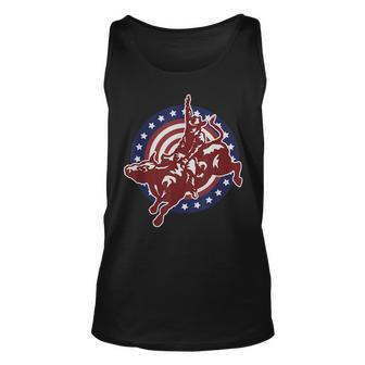 Bull Riding Rodeo Rider Cowboy Vintage American Usa Flag Rodeo Tank Top | Mazezy
