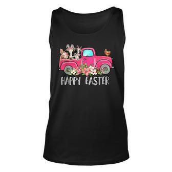 Bunny Cow Truck Animal Farming Lover Farmer Happy Easter Day Tank Top | Mazezy